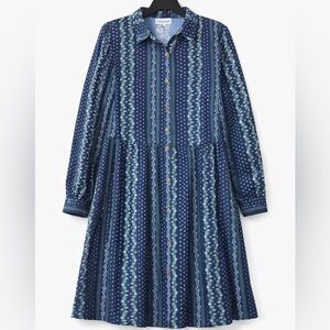 Polygram Chic Navy Patterned Midi Dress